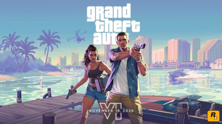 Arte oficial del Tráiler 2 de Grand Theft Auto VI de Rockstar Games, con la fecha de lanzamiento del 19 de noviembre de 2026.